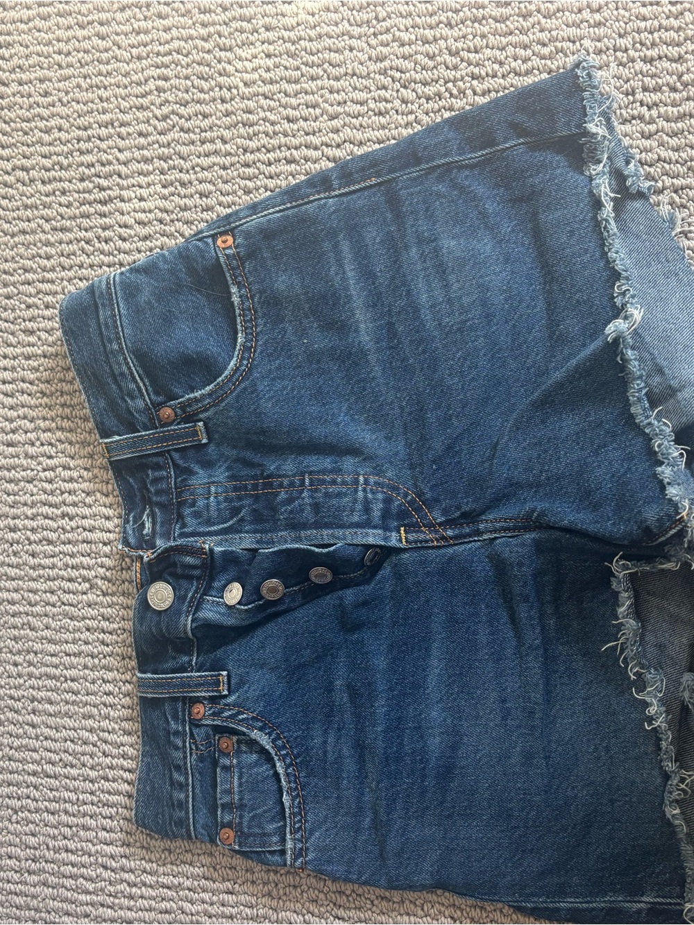Levi's Dark Blue High-Rise Button-Fly Denim Shorts